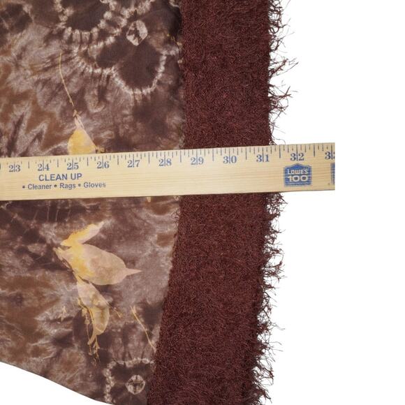 Y2K Brown Floral Mesh Dress with Fuzzy Knit Trim Long Sleeve Retro Layered S - Picture 9 of 11